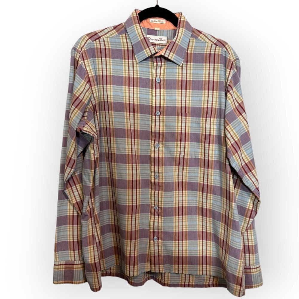 Oscar De La Renta Men's Button-down plaid dress shirt Size Large